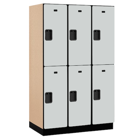 Salsbury Industries Wardrobe Locker, 45" W, 21" D, 76" H, (3) Wide, (6) Openings, Gray 22361GRY